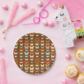 Assiettes En Carton Papillons, marron, turquoise et corail (Fête)