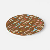 Assiettes En Carton Papillons, marron, turquoise et corail (Angle)