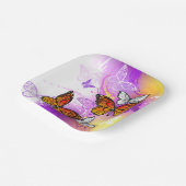 Assiettes En Carton Papillons Monarch sur Fond Violet (Angulaire)