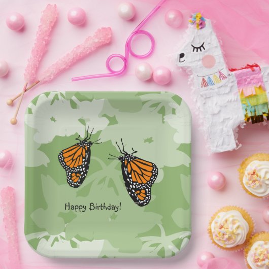 Assiettes En Carton Papillons Monarque Joueur Vert (Fête)