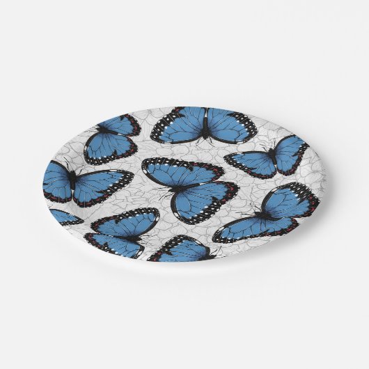 Assiettes En Carton Papillons morpho bleu (Angle)