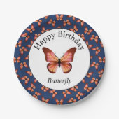 Assiettes En Carton Papillons Motif orange rose noir (Devant)