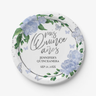 Assiettes En Carton Papillons Quinceanera Dusty Blue Gown