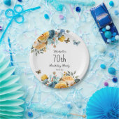 Assiettes En Carton Papillons Rose Dusty Jaune 70e anniversaire (Fête)