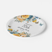 Assiettes En Carton Papillons Rose Dusty Jaune 70e anniversaire (Angle)