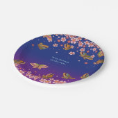 Assiettes En Carton Papillons Sakura Blossoms Bleu Personnalisé (Angle)