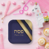 Assiettes En Carton Pâque bleu foncé et or (Fête)