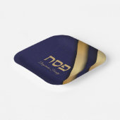 Assiettes En Carton Pâque bleu foncé et or (Angulaire)