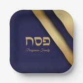 Assiettes En Carton Pâque bleu foncé et or (Recto)