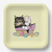 Assiettes En Carton Pâques Panier Tabby Kitten (Recto)