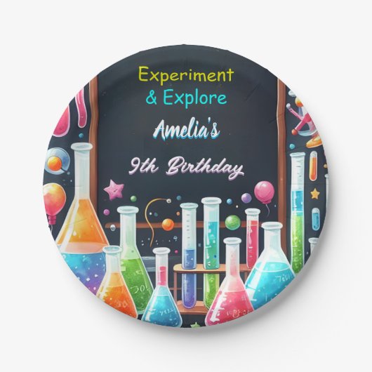 Assiettes En Carton Par Fun Lab Kids Geek Nerd Mad Science 9e annivers (Devant)