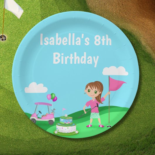 Assiettes En Carton Par-Tee Chibi Fille Anniversaire Golf Party