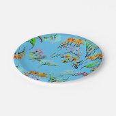 Assiettes En Carton Paradis tropical bleu (Angle)
