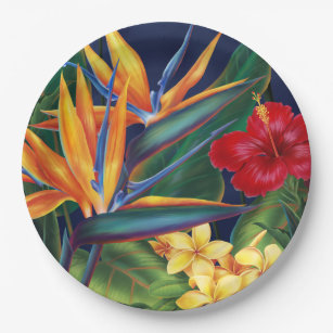 Assiettes En Carton Paradis tropical Floral hawaïen