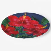 Assiettes En Carton Paradis tropical Hibiscus Hawaïen (Angle)