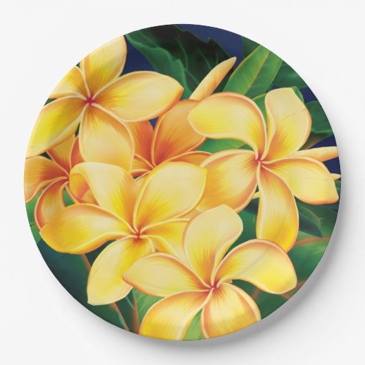 Assiettes En Carton Paradis tropical Plumeria Hawaiian (Devant)
