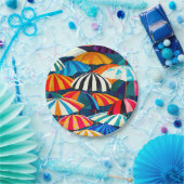 Assiettes En Carton Parapluie Abstrait Rainbow Beach (Fête)