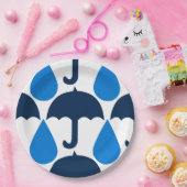 Assiettes En Carton Parapluie bleu et Motif Raindrop Design (Fête)