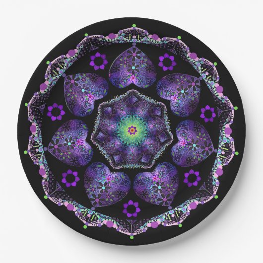 Assiettes En Carton Parapluie violet & coeurs .7 (Devant)