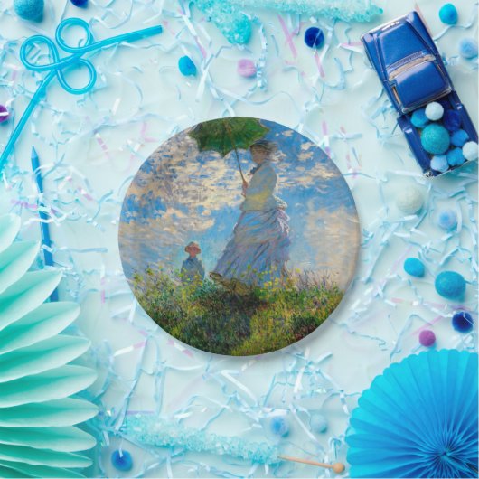 Assiettes En Carton Parasol Monet Femme Impressionnisme (Fête)