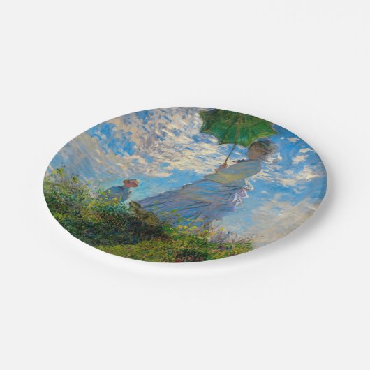 Assiettes En Carton Parasol Monet Femme Impressionnisme (Angle)