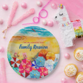 Assiettes En Carton Parasols de plage Reunion Familiale sur le sable (Fête)