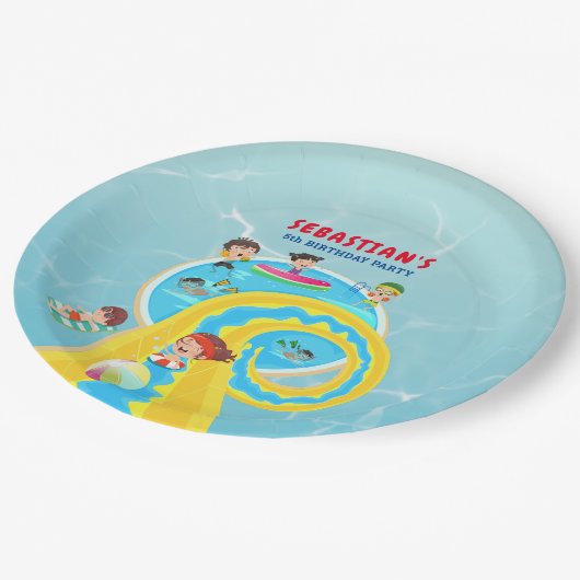 Assiettes En Carton Parc aquatique Splash Eté toboggan aquatique fête (Angle)