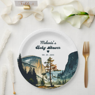 Assiettes En Carton Parc national du Yosemite Baby shower aquarelle