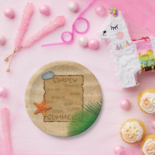 Assiettes En Carton Parchemin sur Arrière - plan de sable - Plaque pap (Fête)