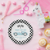 Assiettes En Carton Parcours de course bleu - Partir Baby shower (Fête)