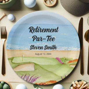 Assiettes En Carton Parcours de golf de retraite au bord de la plage I
