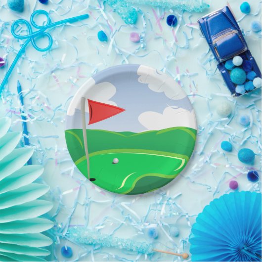 Assiettes En Carton Parcours de golf Plaques de papier vert (Fête)