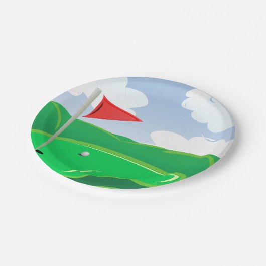 Assiettes En Carton Parcours de golf Plaques de papier vert (Angle)