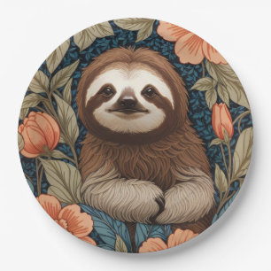 Assiettes En Carton Paresseux Mignon Élégant Floral Inspiré de William