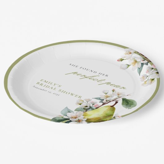 Assiettes En Carton Parfait Réception de Mariage Florale Poire (Angle)