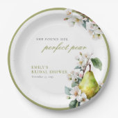 Assiettes En Carton Parfaite Douche de Mariée Florale à la Poire (Devant)