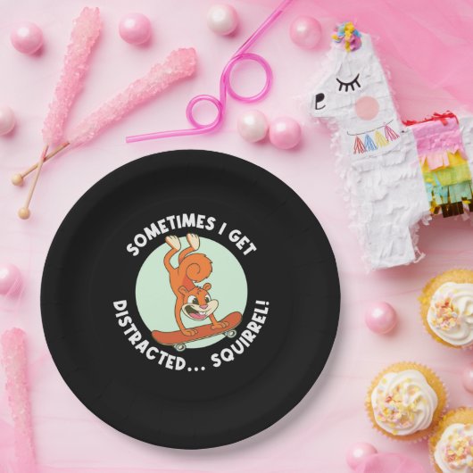 Assiettes En Carton Parfois, J'Ai Un Écureuil Distrait (Fête)