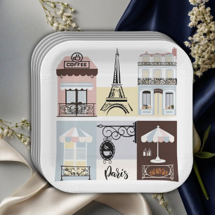 Assiettes En Carton Paris Café Patisserie Baby shower