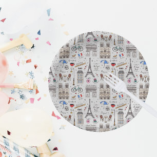Assiettes En Carton Paris Doodles