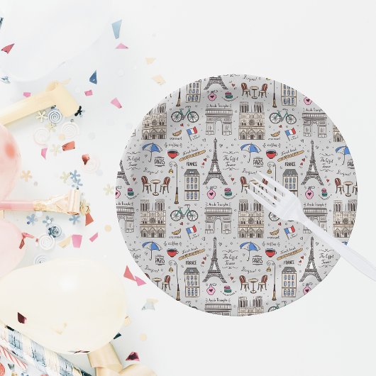 Assiettes En Carton Paris Doodles