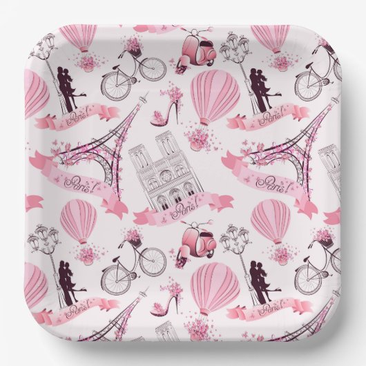 Assiettes En Carton Paris Floral (Recto)