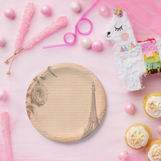Assiettes En Carton Paris France Tour Eiffel Shabby Plaques de papier (Fête)