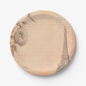 Assiettes En Carton Paris France Tour Eiffel Shabby Plaques de papier (Devant)