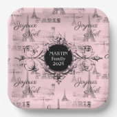 Assiettes En Carton Paris Joyeux Noel Plaques de Noël rose personnelle (Recto)