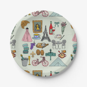 Assiettes En Carton Paris romantique