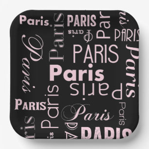 Assiettes En Carton Paris rose & paris noir