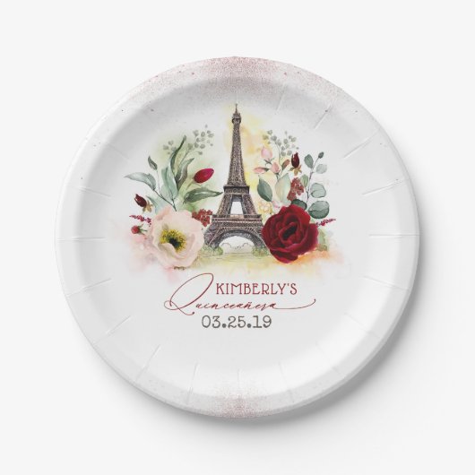 Assiettes En Carton Paris Tour Eiffel Quinceañera 15ème anniversaire (Devant)