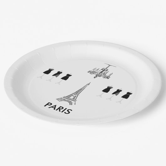 Assiettes En Carton Paris Tour Eiffel Thème Fête Plaques Papier (Angle)