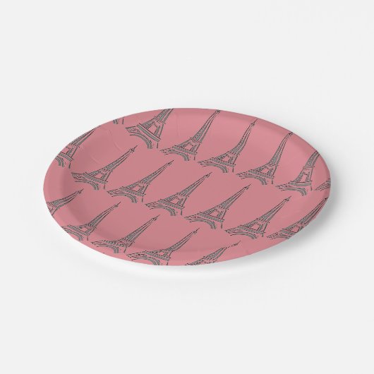 Assiettes En Carton Paris Tour Eiffel Thème Fête Plaques Papier (Angle)