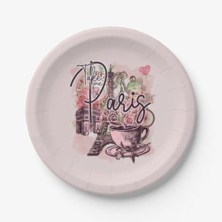 ASSIETTES EN CARTON PARIS VINTAGE FRANCE NOSTALGIC ICONS PARTI THÉMATI